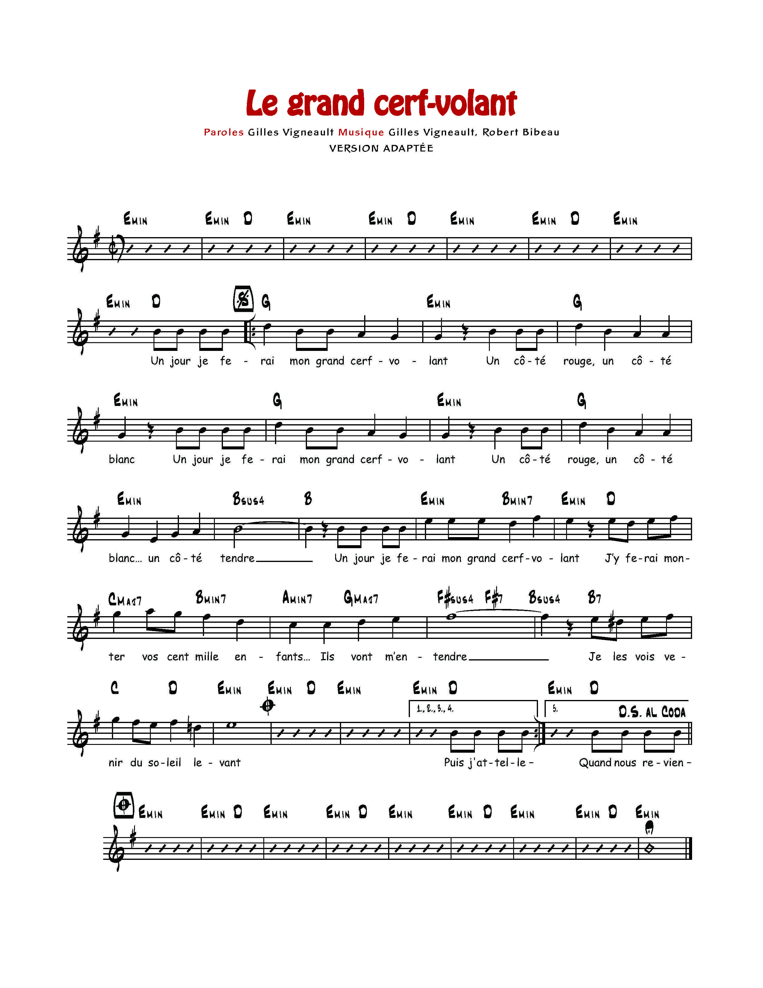 Le grand cerf volant de Gilles Vigneault